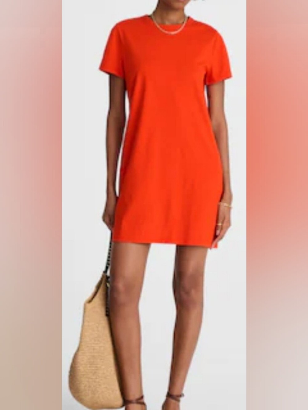 Time and Tru Bright Orange Short-Sleeve Shift Dress